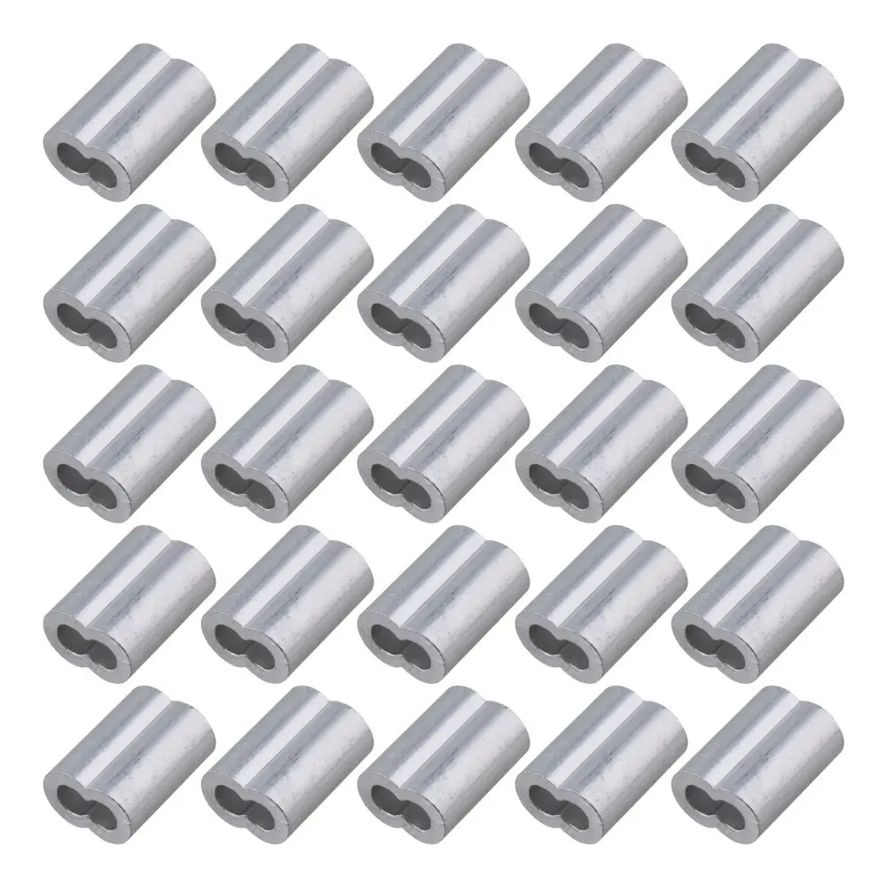 

3mm Silver Color Double Hole Wire Rope Aluminum Clamp Clip Sleeve M3 Pack of 100