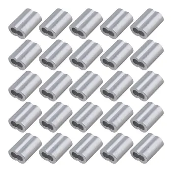 

3mm Silver Color Double Hole Wire Rope Aluminum Clamp Clip Sleeve M3 Pack of 100