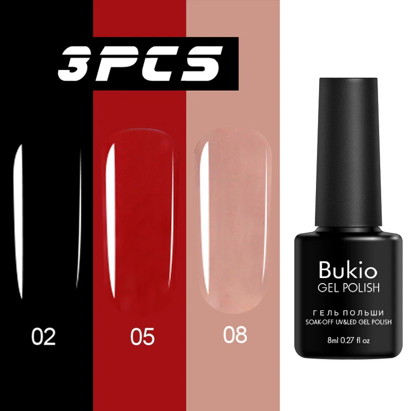 Bukio новой серии 8 мл обычные Гель-лак для ногтей полупостоянно био-Гели Soak Off ногти с uv-фильтром лак выберите ваш любимый цветной лак - Цвет: 02-05-08