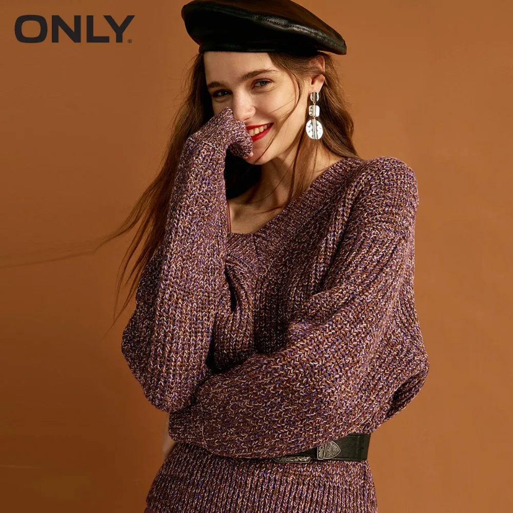 Ceny Tylko damski Shiner luźny krój V dekolt dzianinowy sweter | 118313548