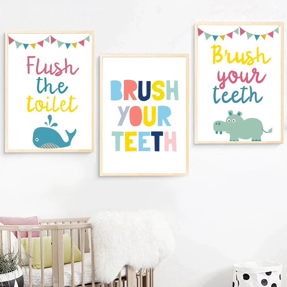 Deer Lion Whale Hippo Quotes Wall Art Canvas Painting Nordic Posters And Prints Wall Pictures Kids Room Nursery Bathroom Decor