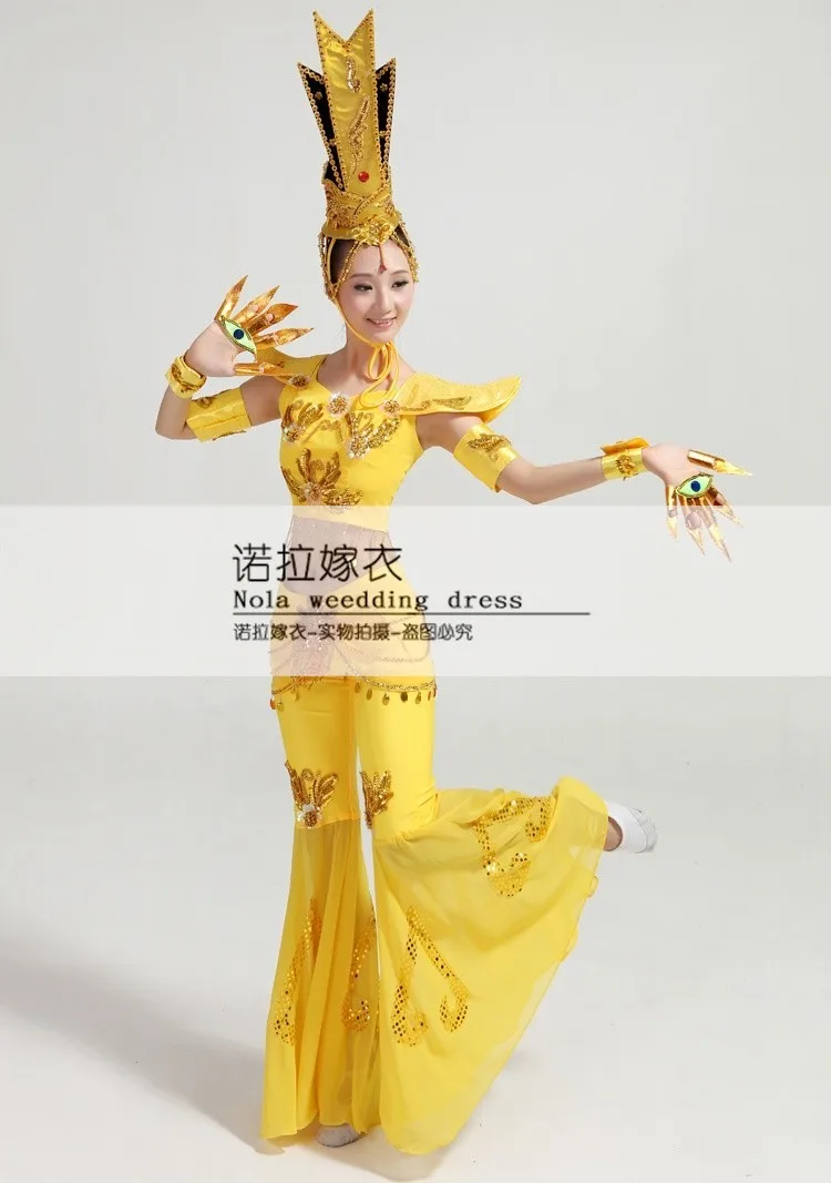 Китайская народная Танцы тысяч Гуаньинь миф Гуаньинь Весна фестиваль Танцы Costume National Авалокитешвара костюм
