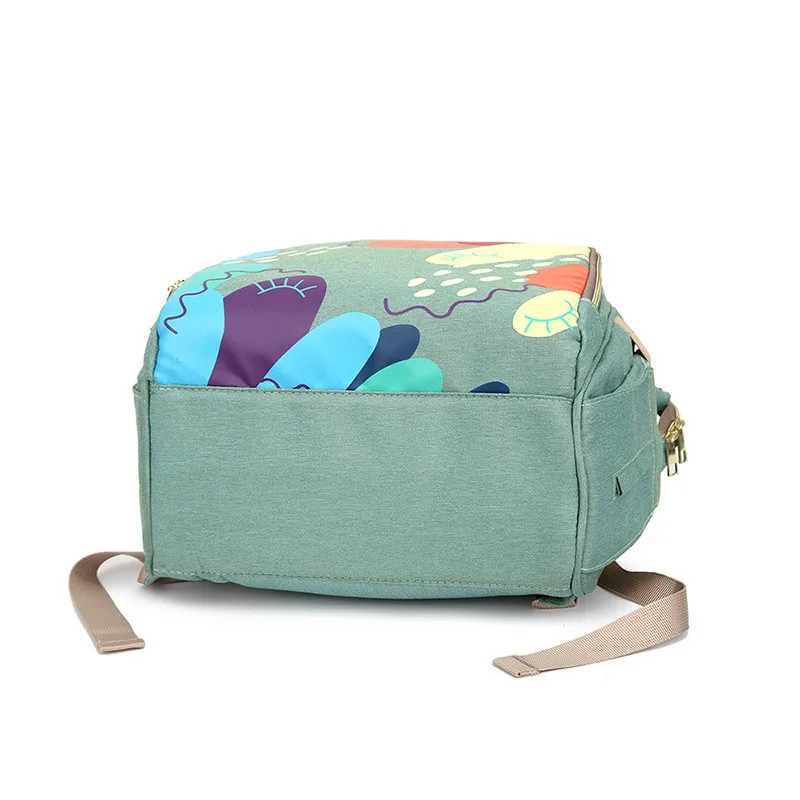 Graffiti Printing Retractable Handle Tablet Bag Inside Patch Pocket Landscape Pattern Insulation Mother Diaper Backpack12