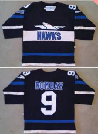 

Custom Movie Worn The Mighty Ducks 1973 Hawks 9 Gordon Bombay Jersey or any name and number