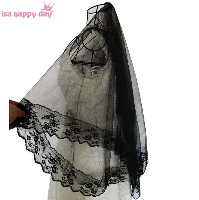 

Simple and Elegent Wedding Veil Simple Tulle White Black One Layer Lace Edge Bridal Bride Accessories Short Women Veils