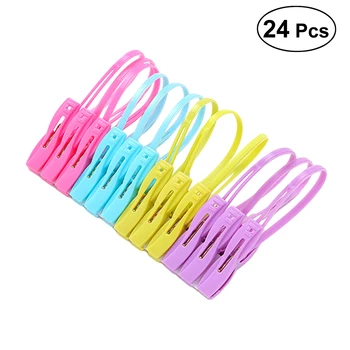 

24Pcs Plastic Clothes Pegs Skinproof Windproof Bag Clips Shower Cap Pegs Clothes Pegs Socks Underwear Drying Rack Holder