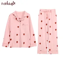 Fdfklak высококачественные новые пижамы для Для женщин с длинным рукавом сладкий печати Pijamas Демисезонный пижамы пижамный комплект Пижама feminino