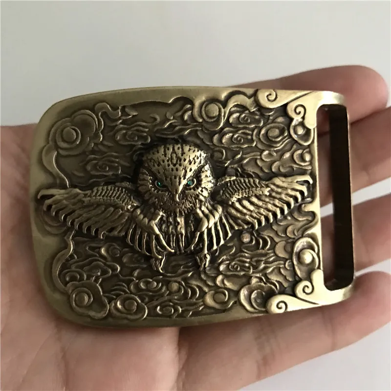 

Retail New Fashion Solid brass 3D Flying Owl Cowboy belt buckle With 74*50mm 124g Metal Cowboy Belt Head For 4cm Wideth Belt