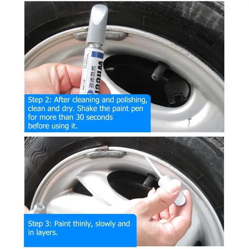1pcs 12ML Car Paint Scratch Repair Pen Waterproof Auto Wheel Spoke Rim Paint Pen Brush Paint Tyre Care