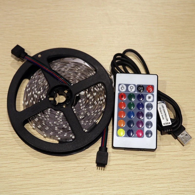 

RBG Waterproof Led Strip Light 3528 SMD 60Leds/M 5V remote controller USB Christmas desk Decor lamp Led tape String Ribbon lamp