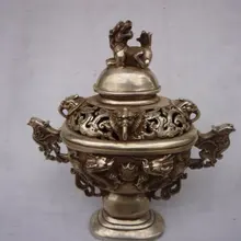 Коллекционная династия Мин(xuan de1426-1438) серебряный дракон ладан \ ценсер, украшение