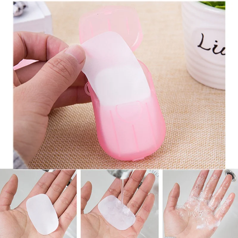 

20pcs Scented Slice Sheets Paper Washing Hand Bath Clean Wash Care With Case For Camping Hiking Outdoor Travel Soap