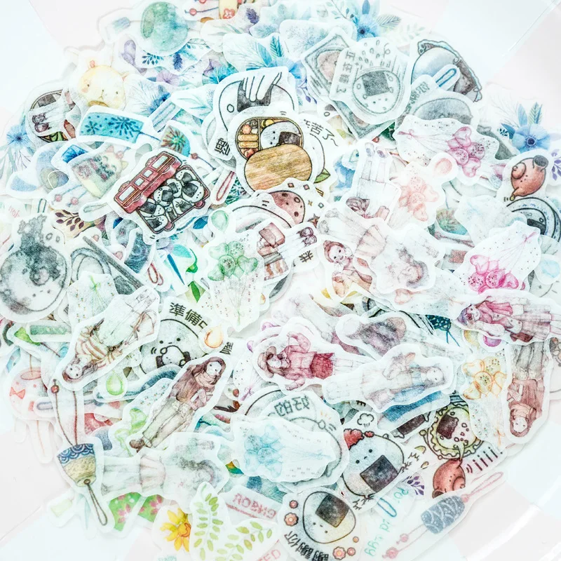 

40pc/bag Small fresh account stickers hand-painted watercolor creative cartoon DIY Diary sticker cute Korean decorative stickers