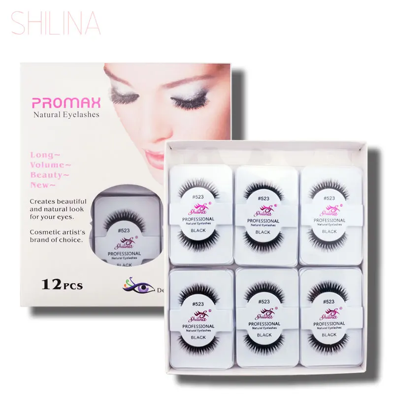 

SHILINA False Eyelashes 12 Pairs Handmade Fake Lashes Soft Natural Long Eye Lashes Extension Professional Makeup Wholesale 523