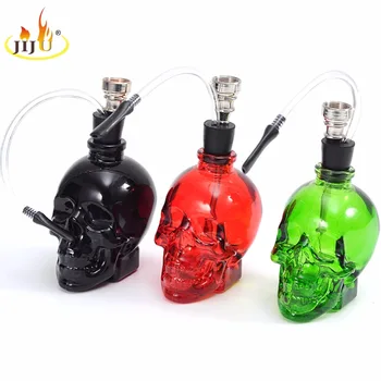 

JIJU Portable Hookahs Skull Head Smoking Hookah Glass Pipes Cigarette Portable Pipes Smoke Tobacco Pipes Gift Mini Smoking