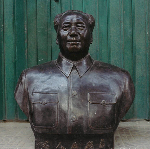 

wholesale factory 34" Huge Chinese Bronze Leader Chairman Republic Mao Ze Dong Head Bust Statue