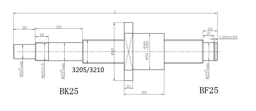 SFU3205/SFU3210 300 350 400 450 500 550 600 мм ballscrew BK25/BF25 + Корпус шариковинтовой передачи + 20*14 мм Муфта с ЧПУ части