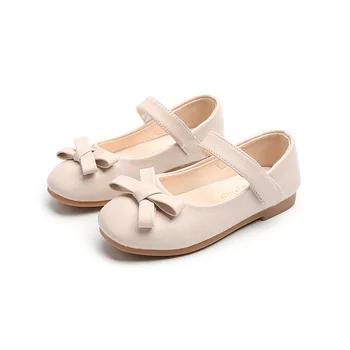 

Spring/Autumn Kids Girls Shoes Children Square Mouth Single Shoes Fashion Non-Slip Soft Bottom Child Princess Shoes Bow Sneakers