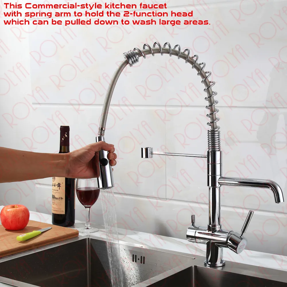 Rolya 3 way kitchen faucet with spring hose 9