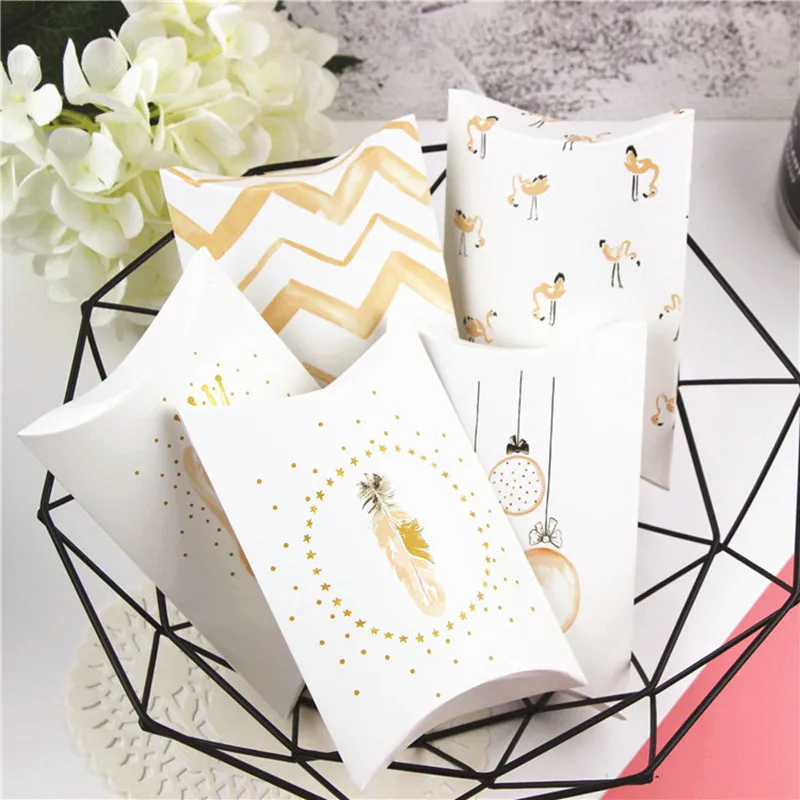 50 шт. Лебедь Фламинго коробочка для конфет, в форме подушечки баллон Свадьба Вечеринка ребенок душ бумажные сумки День рождения Рождественские принадлежности
