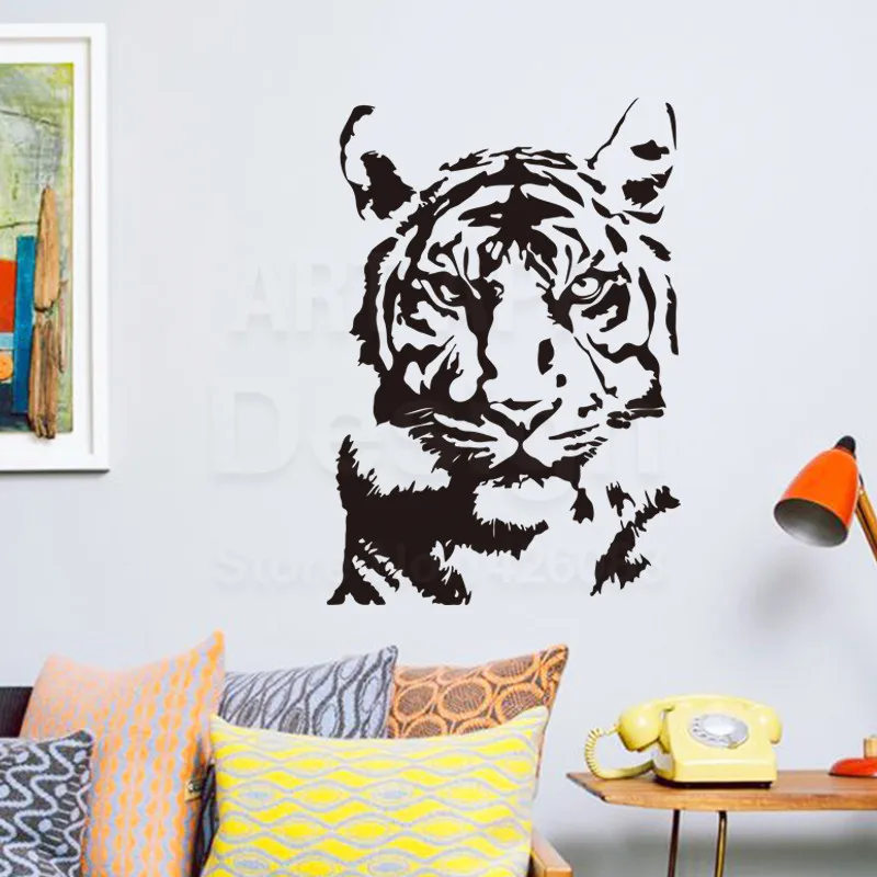 Искусство дизайн дешевые украшения дома виниловые тигровые стены стикеры Съемный дом Декор ПВХ Красочные Король наклейки с животными