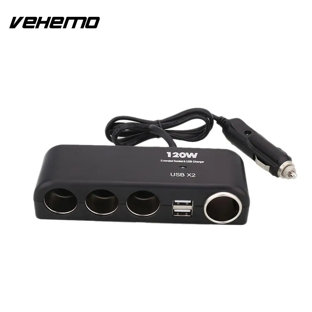 

Vehemo Dual USB Ports 4 Way Cigarette Lighter Splitter Power Adapter Car Charger