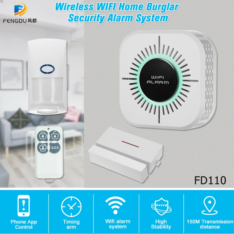 

WIFI Home Burglar Security Alarm Smart Wireless Alarm System Kits APP Control Android IOS PIR Sensor Door Window Detector Alarm
