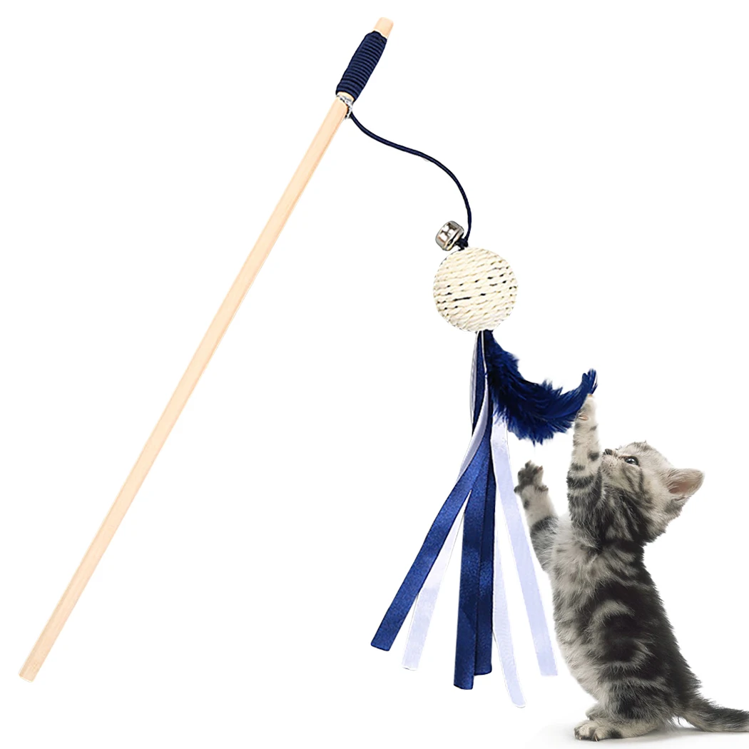 Interactive-Toys Teaser-Stick Cat Catcher Bird-Feather Plush-Cat-Wand Fish Cat Bell Mouse