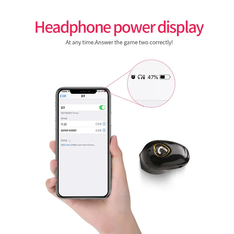 V20 мини беспроводные Bluetooth наушники V4.2 стерео наушники гарнитура с микрофоном для huawei Xiaomi для всех телефонов для samsung