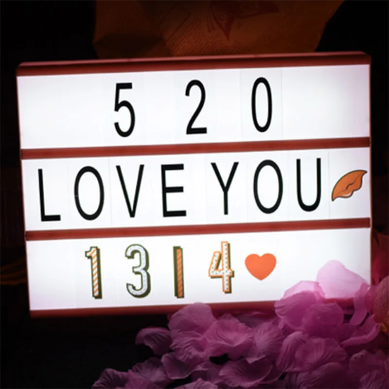 

300*220*60mm LED Combination Night Light DIY BLACK Letters Cards Box Lamp Message Board Lightbox Powered by USB