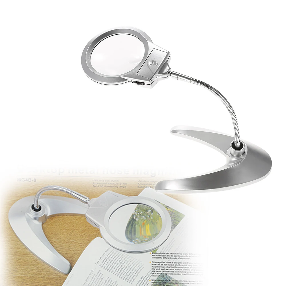 6X magnifying glass Multi functional desk magnifier lamp Flexible loupe
