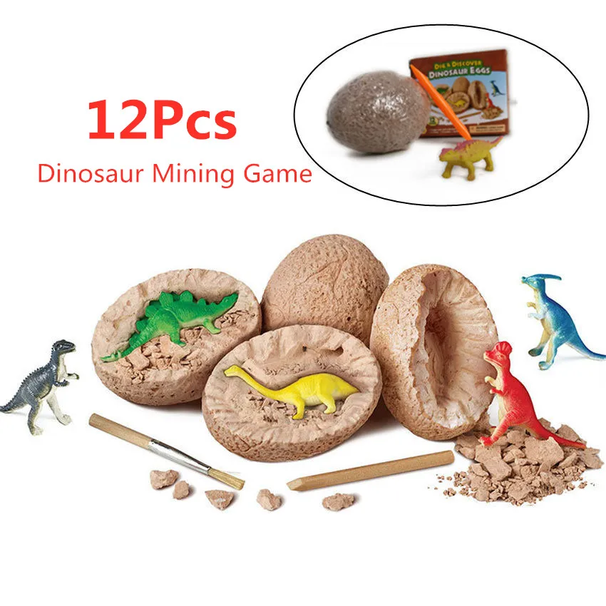 

12pcs/set Jurassic Park World Dinosaur Eggs Digging Fossils Excavation Dinosaur Dino Educational Novelty Action Figure Toys Egg