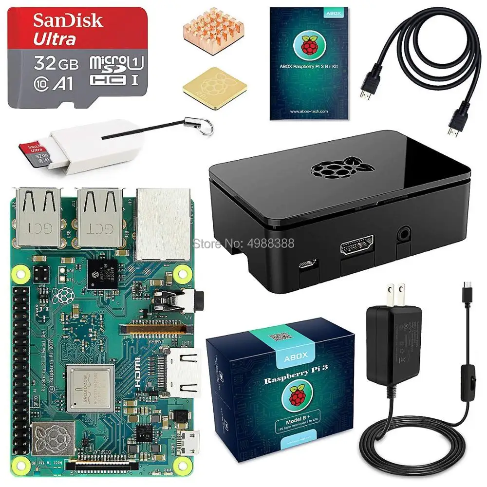 

Raspberry Pi 3 B+ Complete Starter Kit with Model B Plus Motherboard 32GB Micro SD Card NOOBS, 5V 3A On/Off Power Supply, HDMI