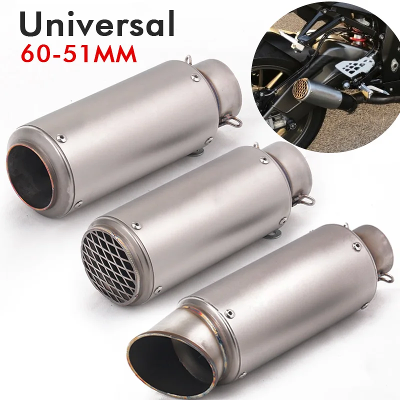 

51mm 60mm Universal Motorcycle Escape Motorcross Scooter SC Exhaust Pipe Muffler For FZ6 Ninja300 cbr650f cbr1000rr mt07 z800 r6