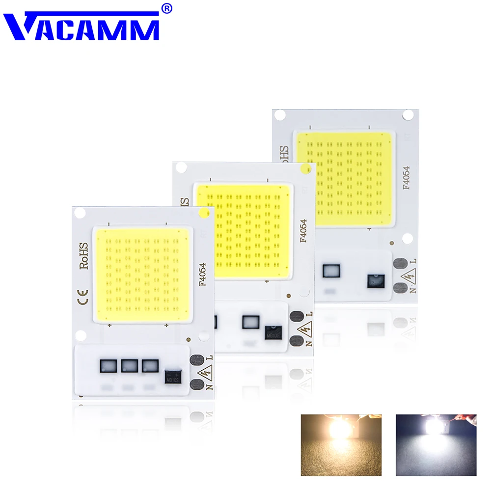 Vacamm светодиодный чип смарт IC AC 110 В 200 В Высокая мощность 10 Вт 20 Вт 30 Вт белый/теплый белый для помещений DIY светодиодный прожектор светильник Точечный светильник