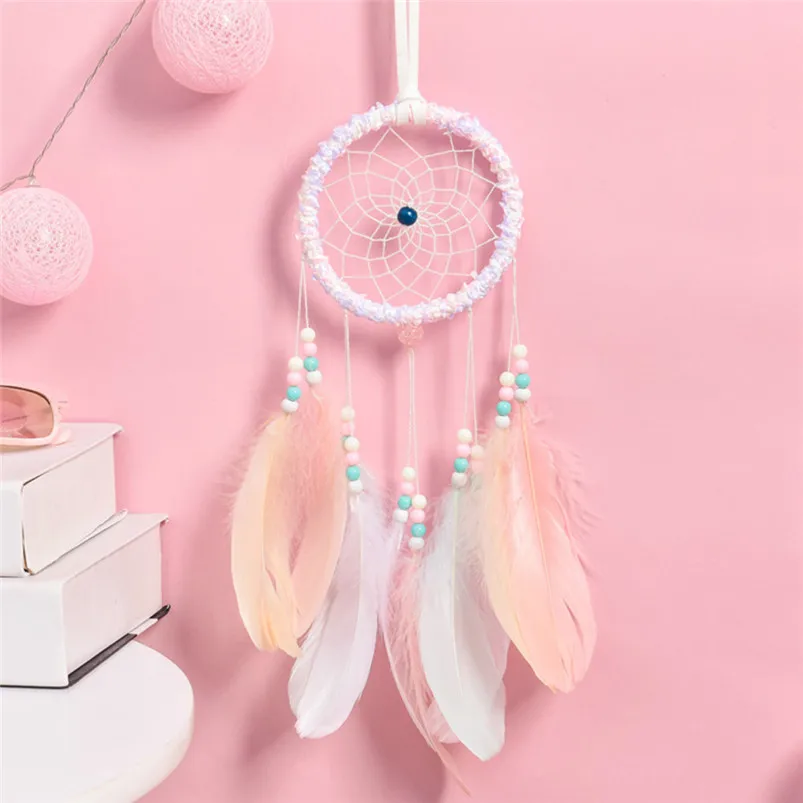 Dream Catcher Dreamcatcher Feathers Night Light Girl Room Bell Bedroom Romantic Hanging Decoration Home Decor 35JY2411