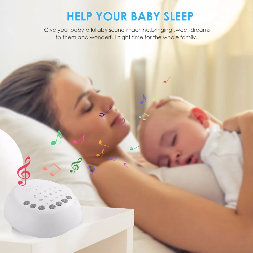 Белая шумовая машина для сна, звуковая машина для сна и релаксации для детей, взрослых, USB Перезаряжаемый помощник для сна