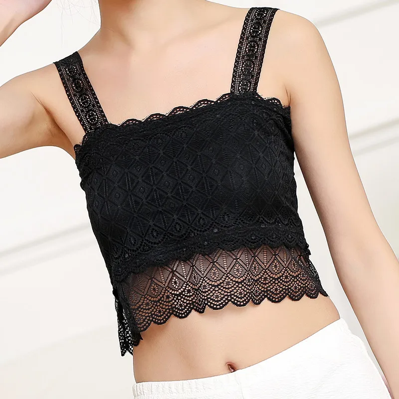New Black Lace Sexy Tube Top Bandeau Boob Ultra Boost Off Shoulder Tops For Women Girls Black Hollow Out Tank Top 2018