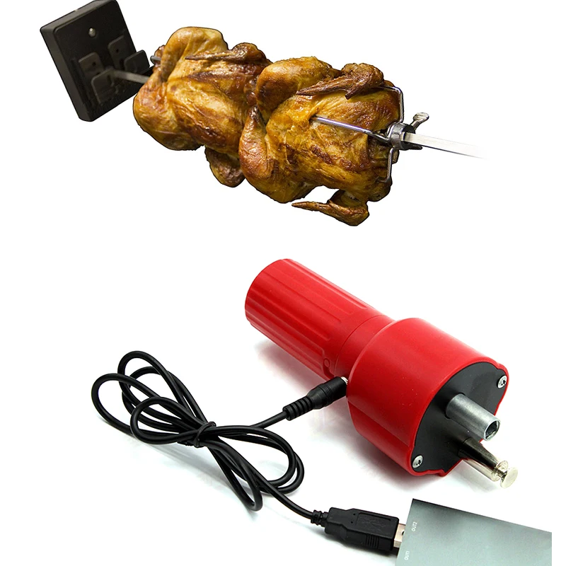 Goedkoop Outdoor Picknick USB Barbecue Motor Rotisserie Rotator BBQ Grill Motor Gebraden Beugel Houder Benodigdheden Keuken Gadget Koken gereedschap