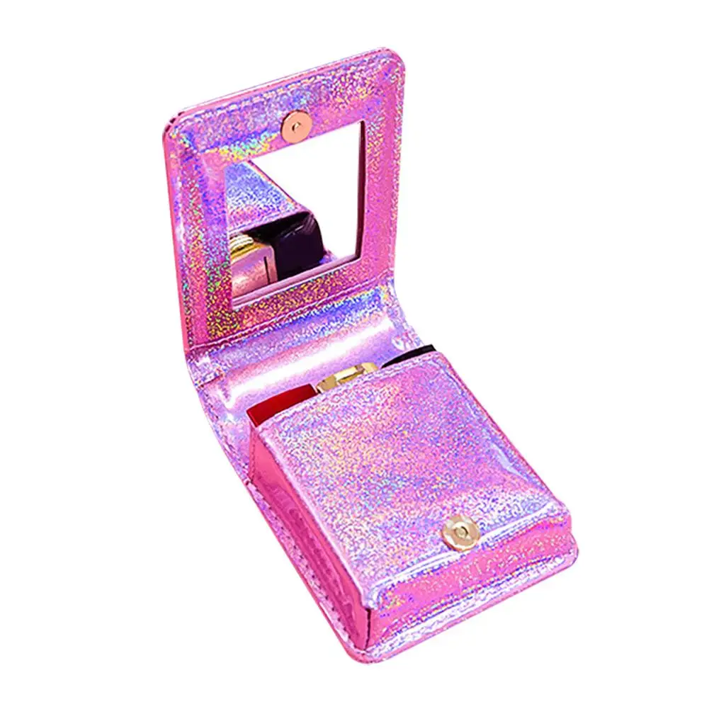 

2019 New Lipstick Makeup Bag For Girls Leather Heart Lovely Cosmetic Case Portable Mirror Cosmetic Lipstick Waterproof Box