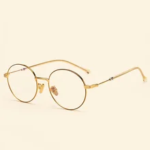 Ширина-132 Винтажный сплав Круглые Золотые очки с тонкой рамкой маленькие лица женские круглые близорукость оптическая оправа для очков очки