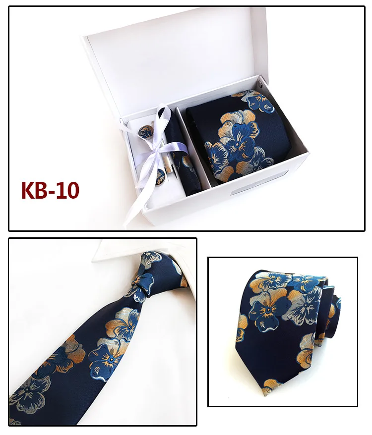 Мужские модные галстуки для Мужской Шелковый галстук набор галстуков платье деловой полиэфир галстук-бабочка ежедневный галстук платок Пейсли цветок KB01