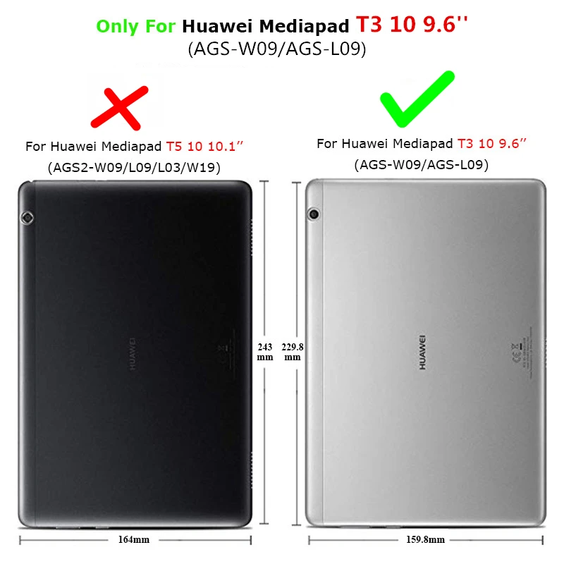 Флип-чехол для huawei MediaPad T3 10 Подставка для планшета Тонкий чехол s для huawei T3 9,6 Honor Play Pad 2 Funda чехол AGS-L09 AGS-L03 W09