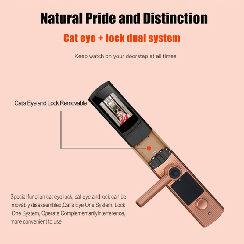 Smart Cerradura WIFI Door Lock Video Peephole Door Camera Fingerprint Password Electronic Lock Viewer Doorbell Remote APP Unlock