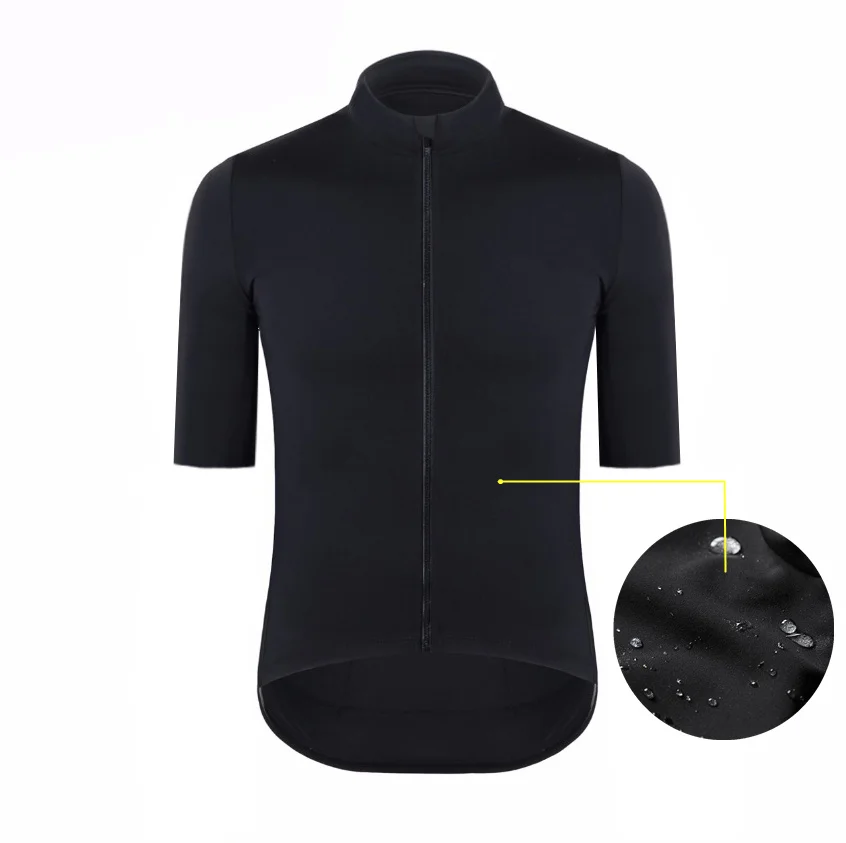 

SPEXCEL High quality water repellent all weather pro team cycling jersey 3/4 length short sleeve windproof bicycle clothes Black