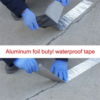 

Aluminum Foil Butyl Rubber Tape Self Adhesive Waterproof for Roof Pipe Marine Repair SKD88