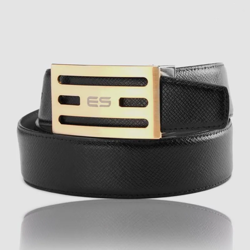 

Quality men style smooth buckle fashion genuine leather belt 3.5cm width real split leather casual waist belt for men ES5007