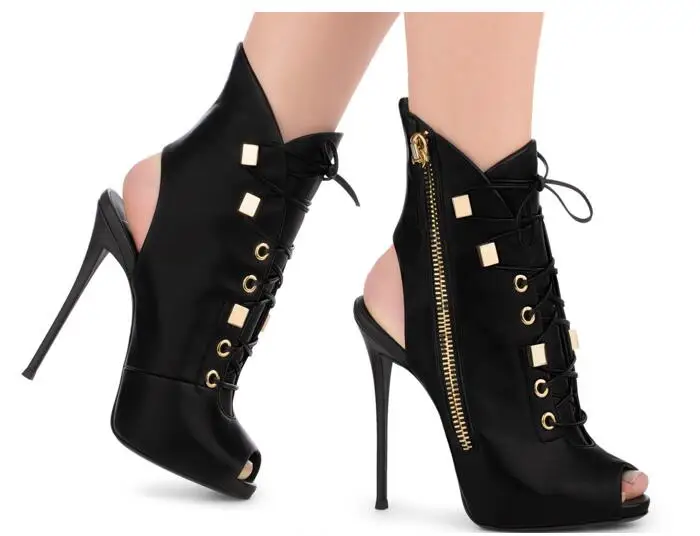 womens black peep toe booties