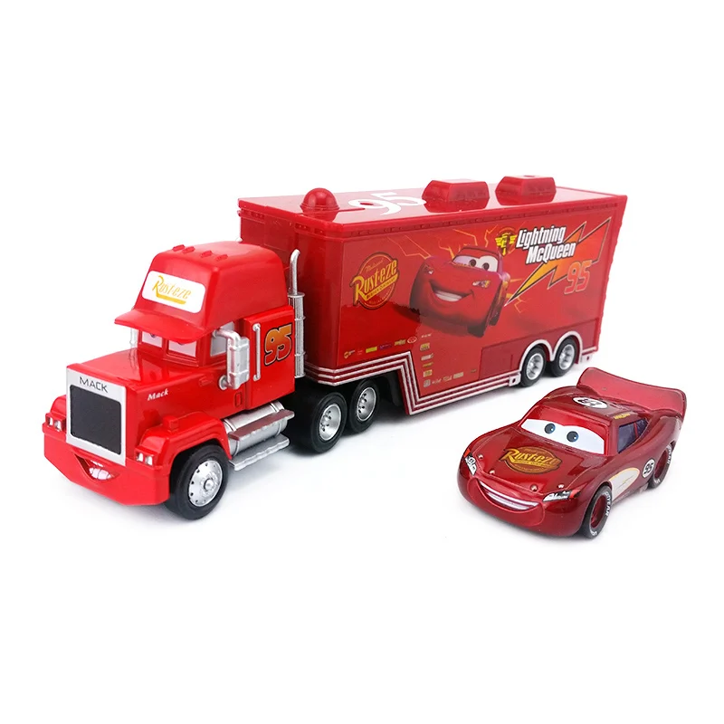 Disney Pixar Cars 2 шт./компл. Lightning McQueen Mack Uncle Truck The King Чико Хикс модель игрушечной машины 1:55 Свободные Новые дети мальчик подарок - Цвет: Red McQueen Mack Set