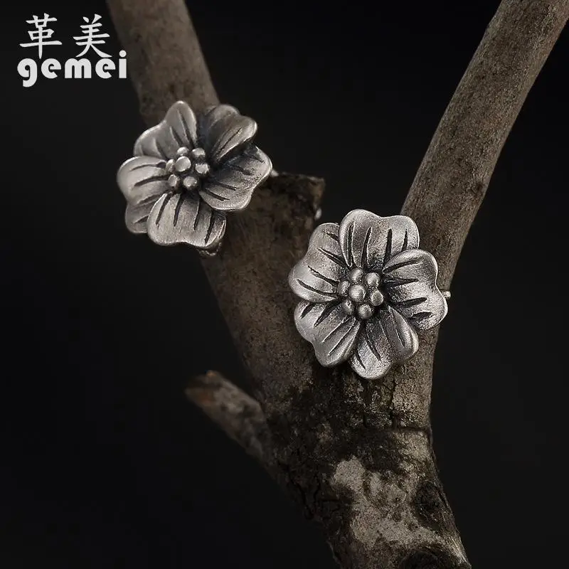 

Gemei 2018 New Retro Style High Quality Delicate Plum Flower Stud Earrings For Women Vintage Chinese Style Jewelry
